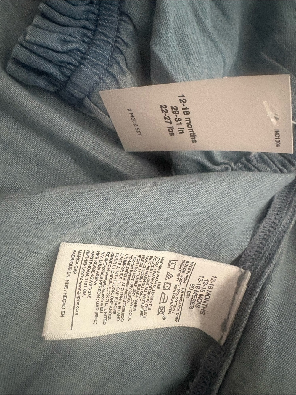 NWT GAP Baby Blue Denim Dress with Floral Embroidery & Matching Bottoms - Picture 4 of 5